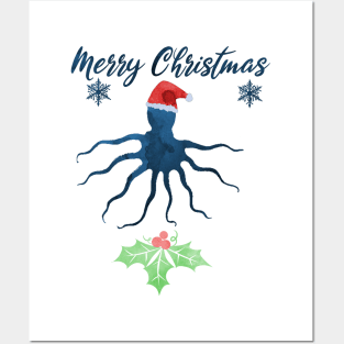 Christmas Octopus Posters and Art